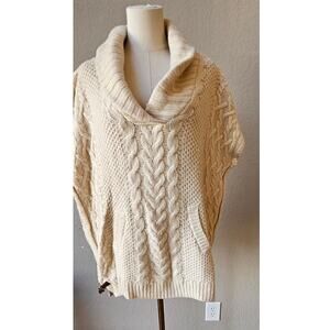 Cynthia Rowley Women's Lambs Wool Cozy Chunky Knit Pullover Sweater Size L Cream